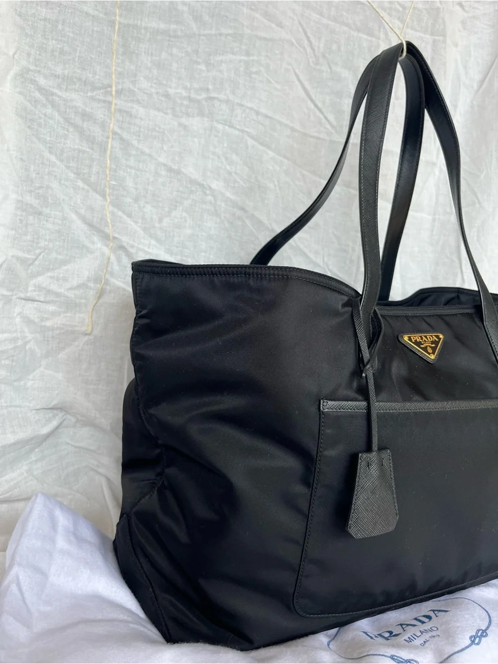 Prada Black 1978 Re-Edition Nylon Shopping Tote Bag - Prada